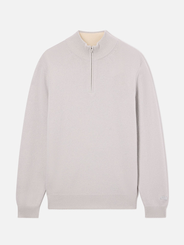 Pull en laine d'agneau Grey Jermyn à demi-zip avec col contrasté 