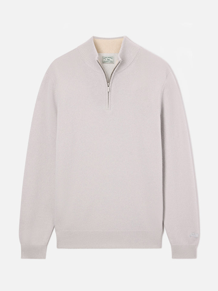 Pull en laine d'agneau Grey Jermyn à demi-zip avec col contrasté 