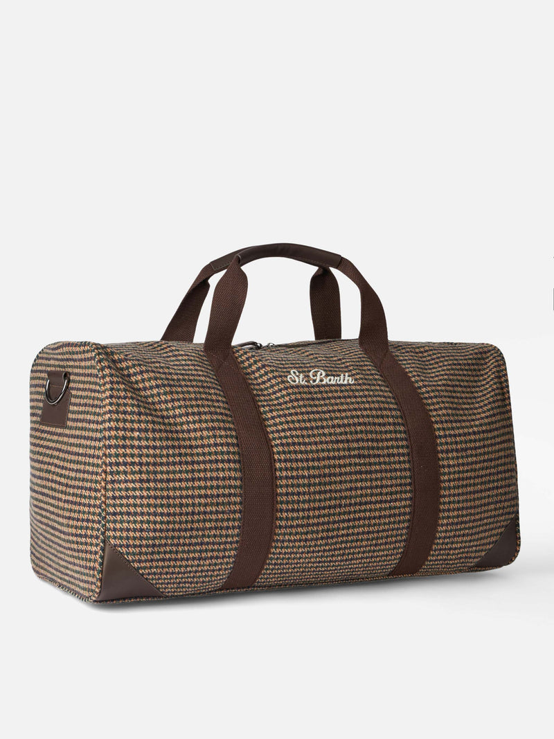 Wooly travel duffel bag Jetleg with pied de poule print