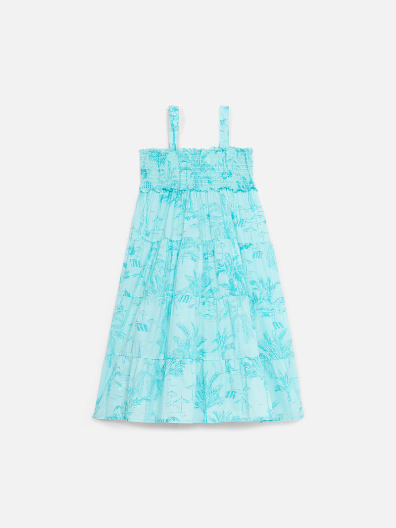 Girl cotton dress Jemine Jr with toile de jouy print