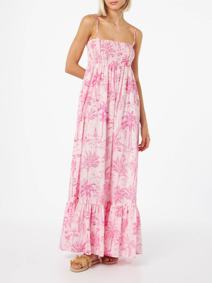 Woman cotton dress Jemma with smocked embroidery - MC2 Saint Barth