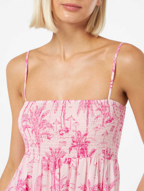 Woman cotton dress Jemma with smocked embroidery - MC2 Saint Barth