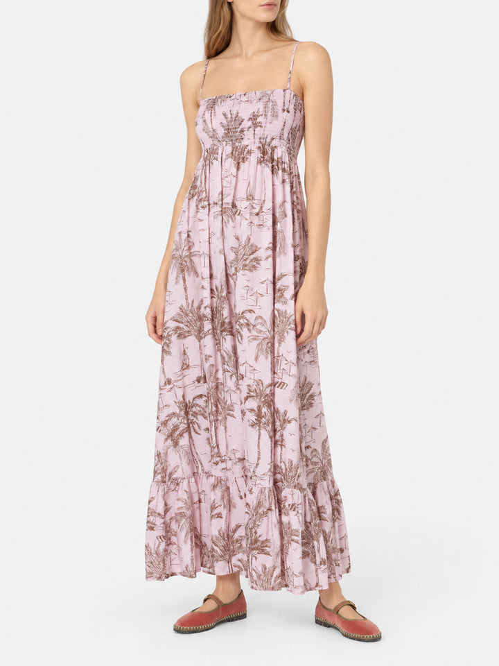 Vestido de algodón para mujer Jemma con bordado fruncido 