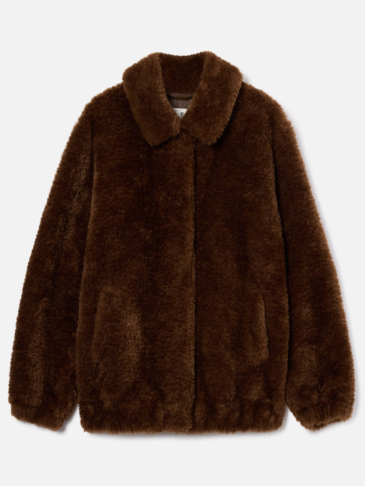 Giacca Jeanne marrone in teddy con ricamo logo