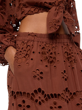 Jenny camel brown cotton Sangallo skirt - MC2 Saint Barth