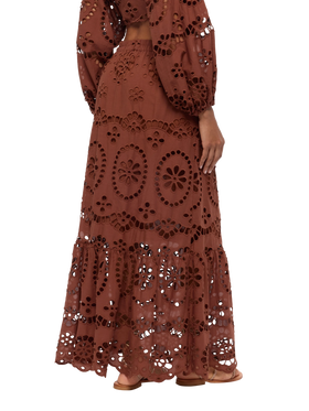 Jenny camel brown cotton Sangallo skirt - MC2 Saint Barth