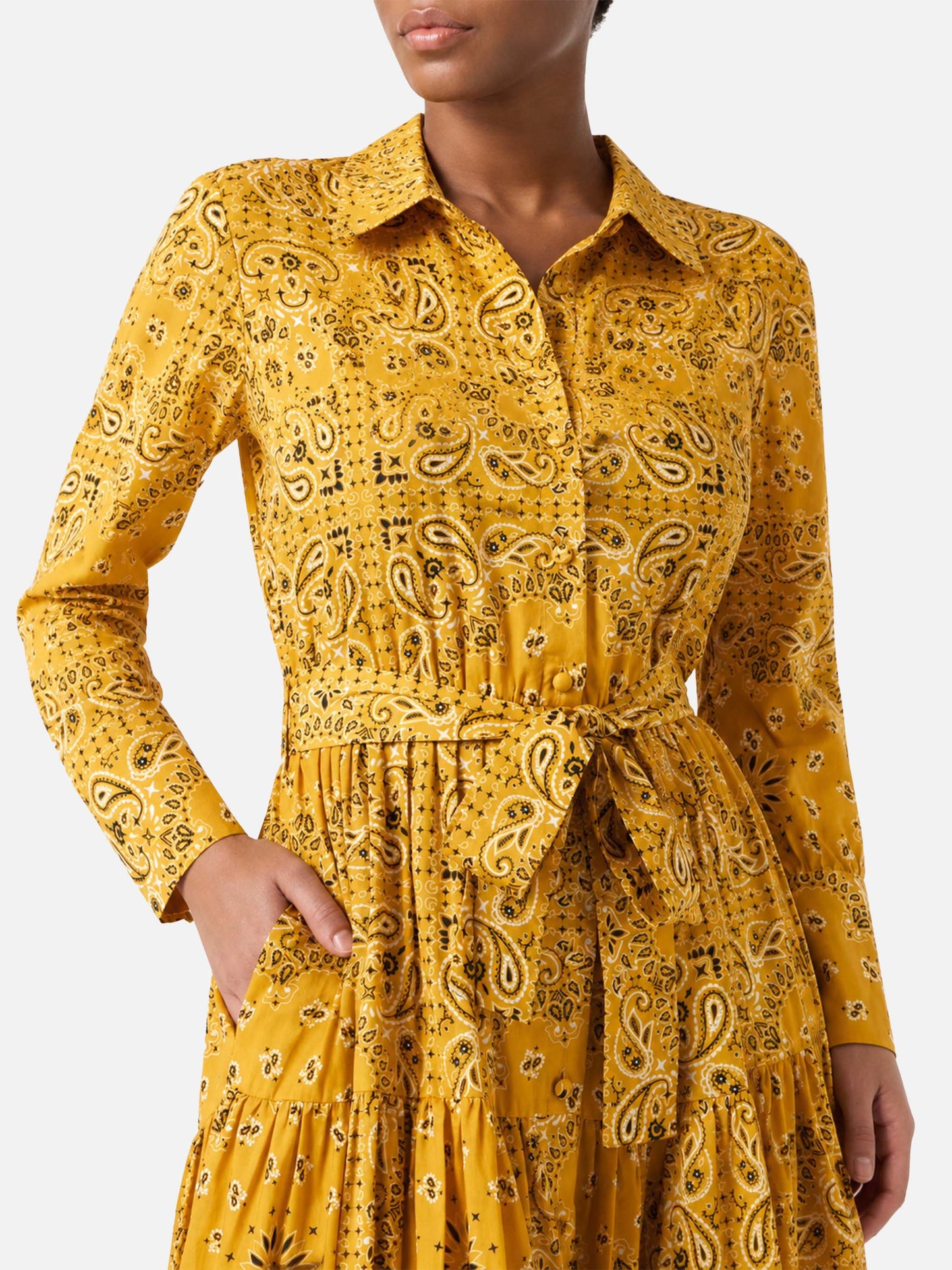 Vestido largo de algodón Ochre Jensen con estampado bandana 