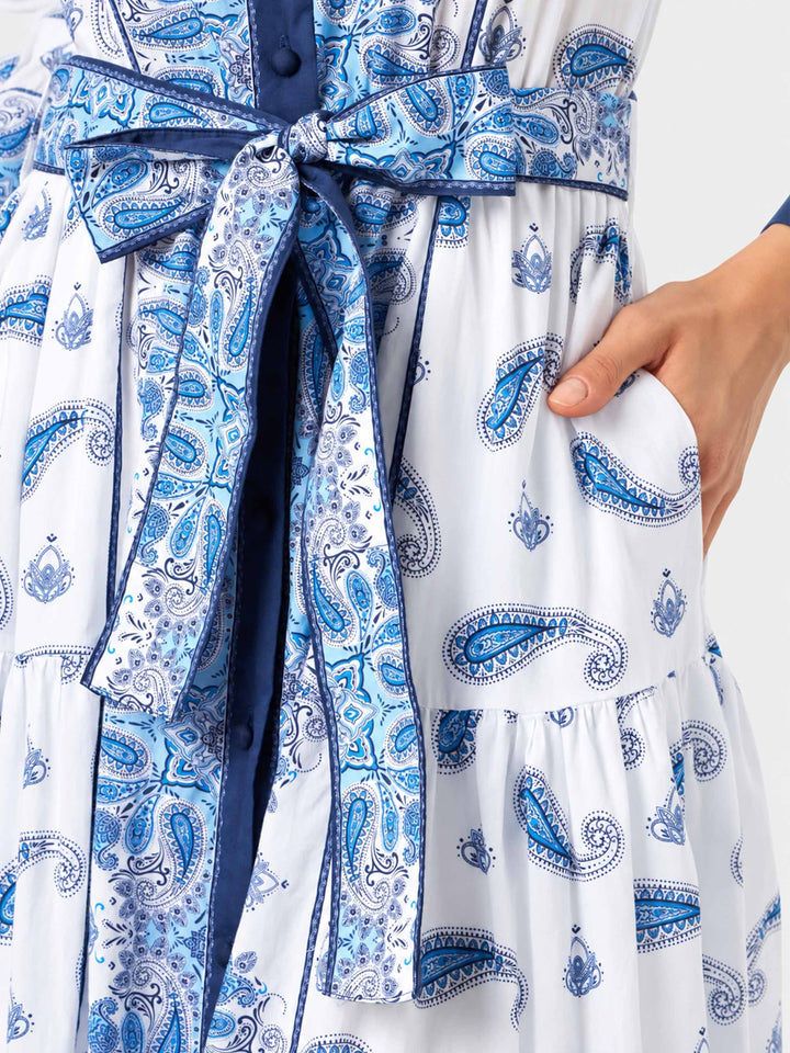 Blue paisley Jensen cotton dress