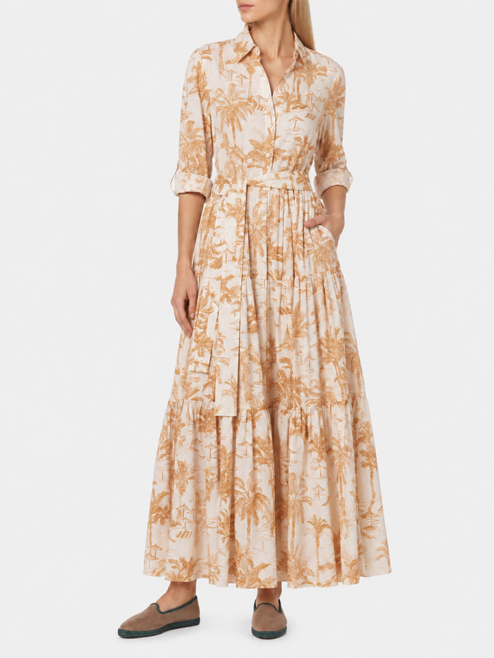 Jensen langes Baumwollkleid mit Toile-de-Jouy-Print 