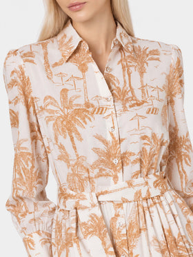 Robe longue Jensen en coton avec imprimé Toile de Jouy 