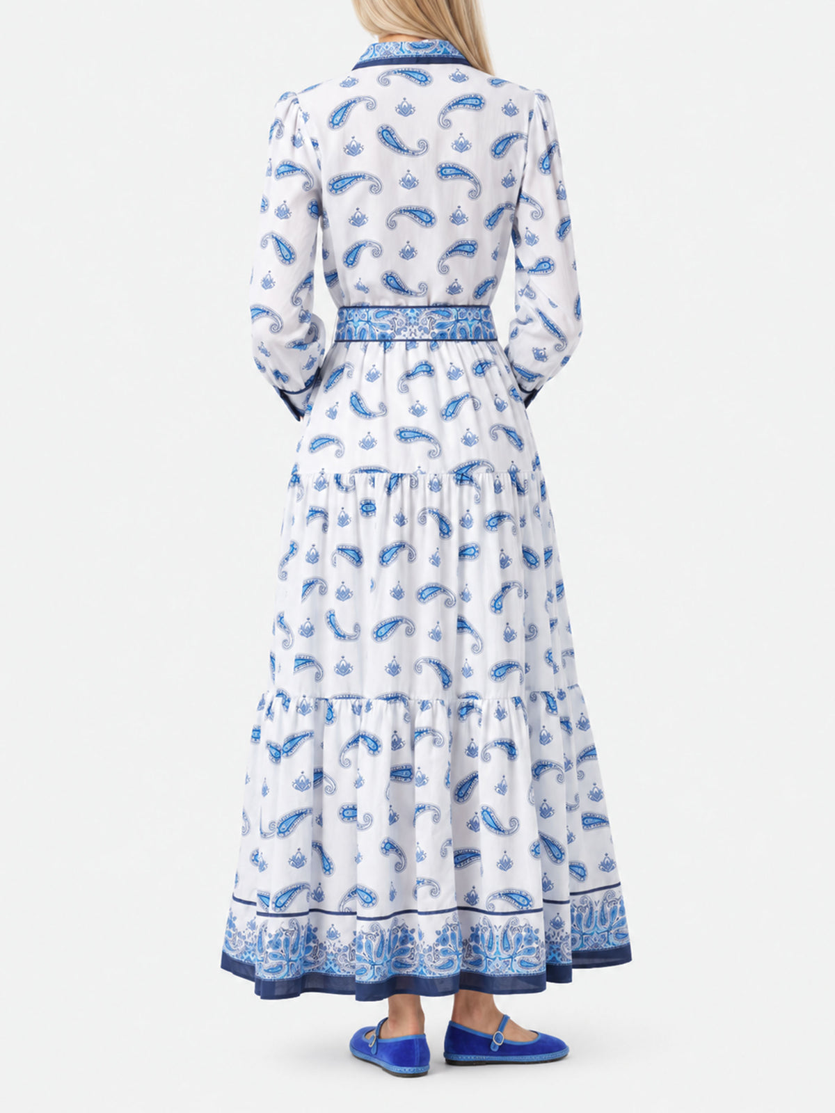 Vestido largo Jensen de algodón con estampado paisley 