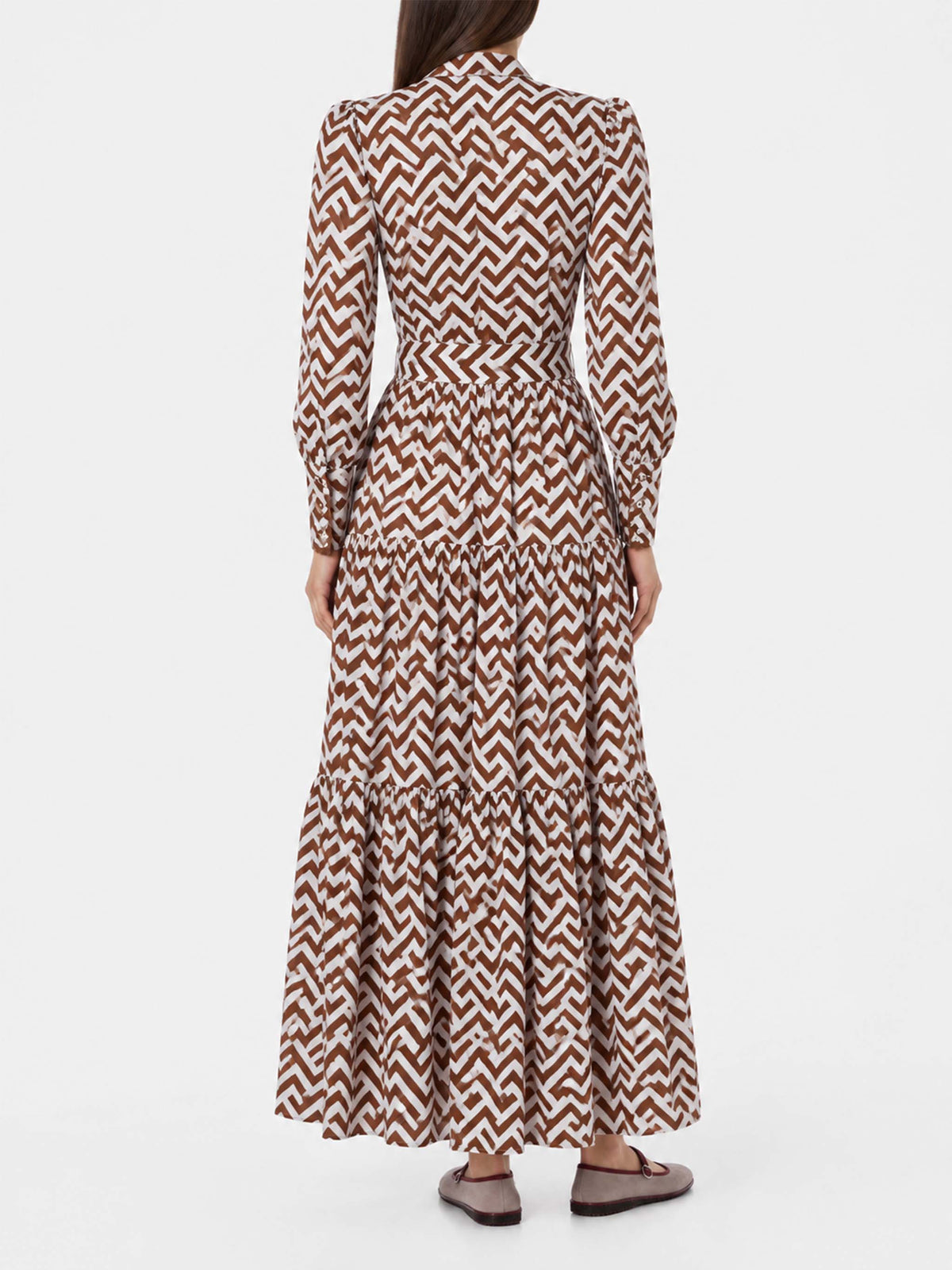 Vestido largo Jensen de algodón con estampado zig zag 