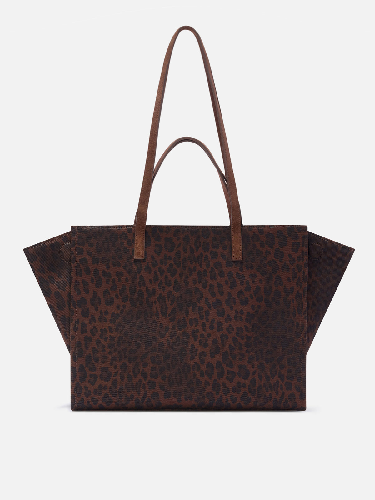 Large Jour denim bag with leopard print and suede handles