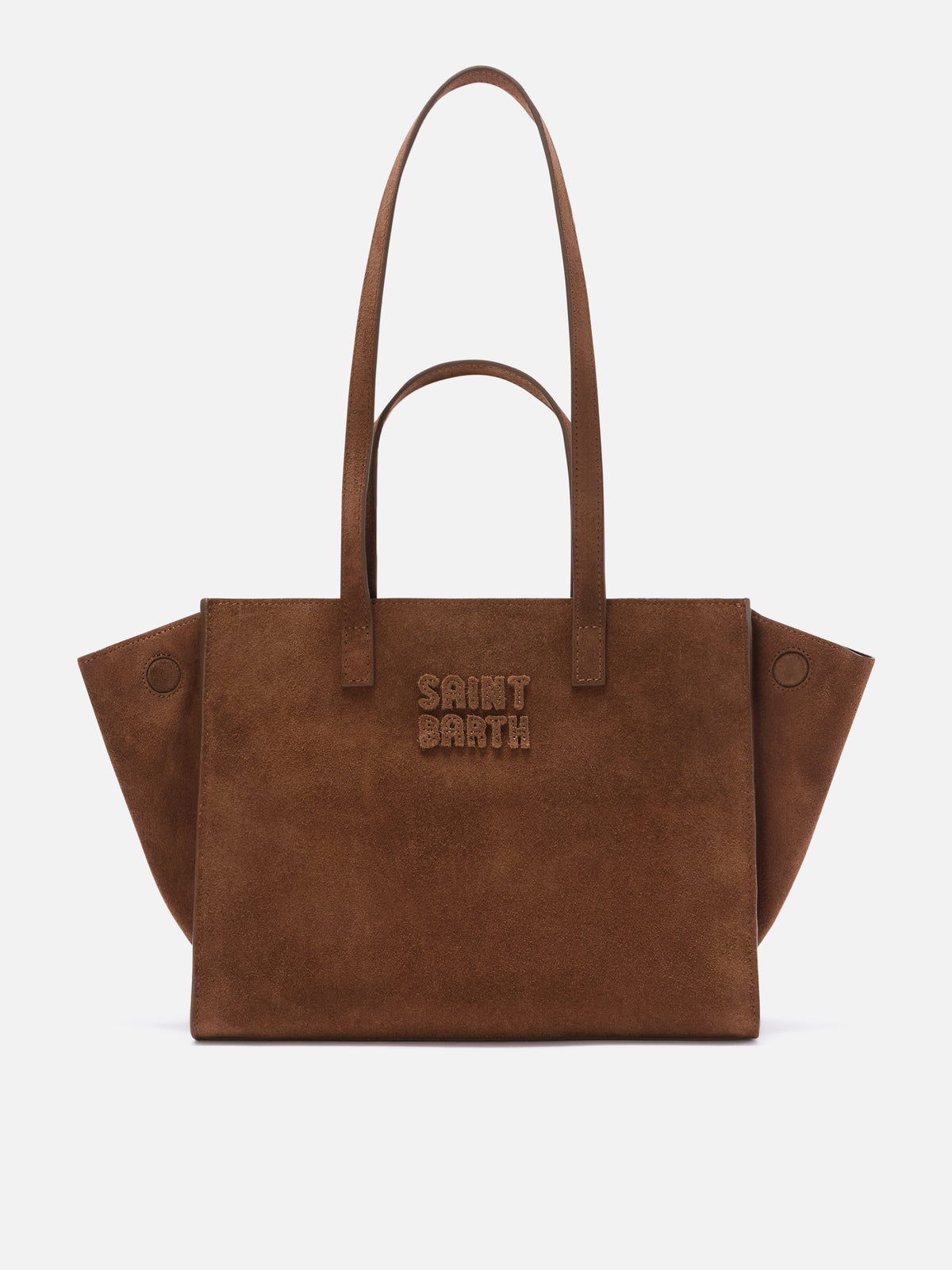 Borsa Medium Jour marrone in camoscio con ricamo logo