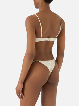 Salina Jodene beige and gold glossy finish bikini with charms