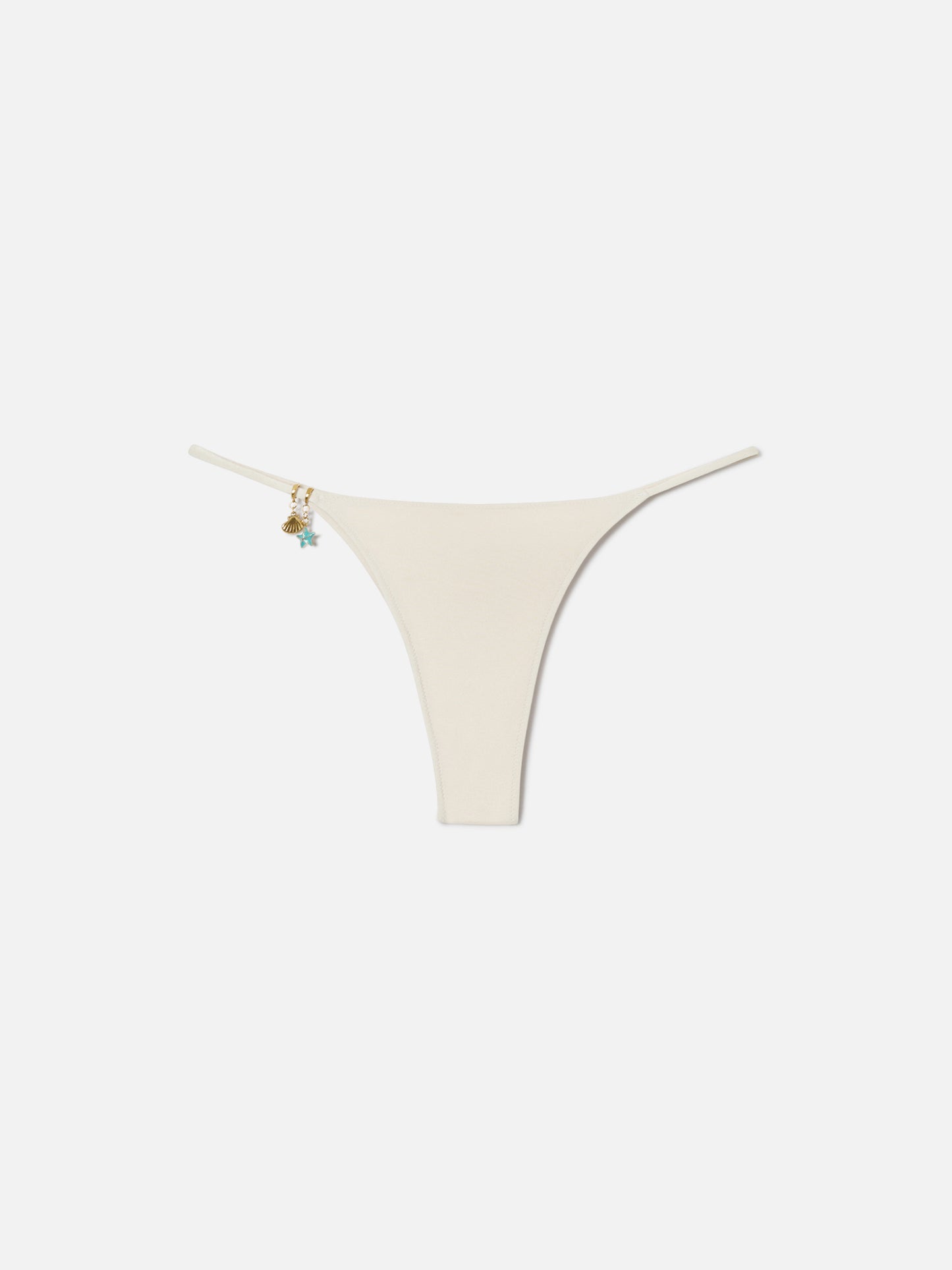 Slip mare Jodene perizoma in tessuto glossy finish oro con dettagli charms