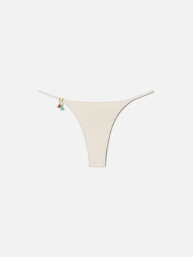 Slip mare Jodene perizoma in tessuto glossy finish oro con dettagli charms