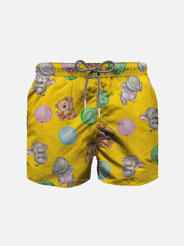 Jungen-Badeshorts aus Baumwolle mit Welpen-Ballondruck