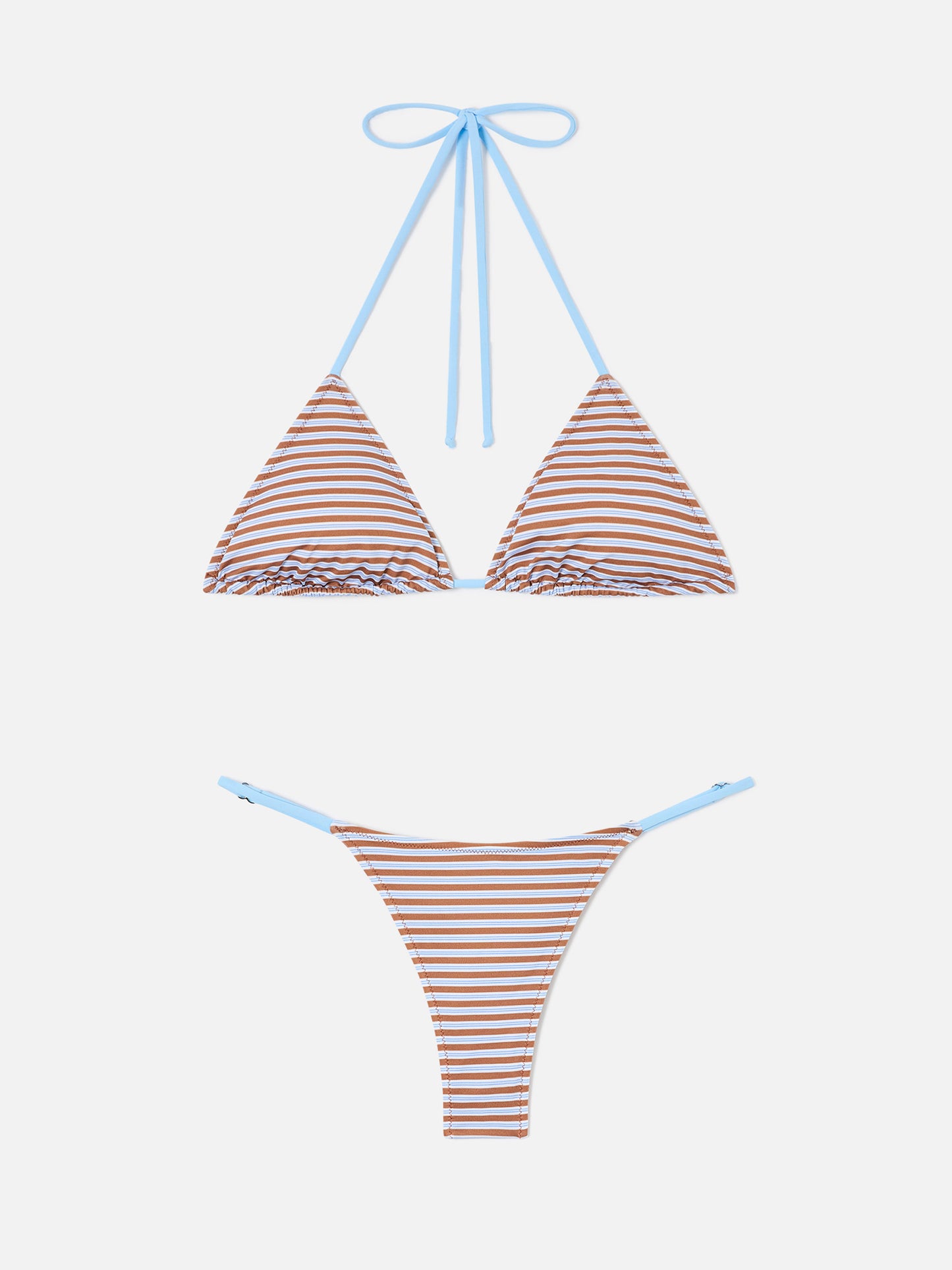 Bikini Joleah String a righe azzurre e marroni