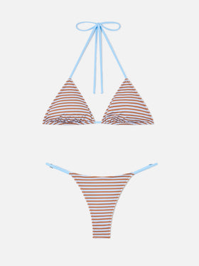 Bikini Joleah String a righe azzurre e marroni