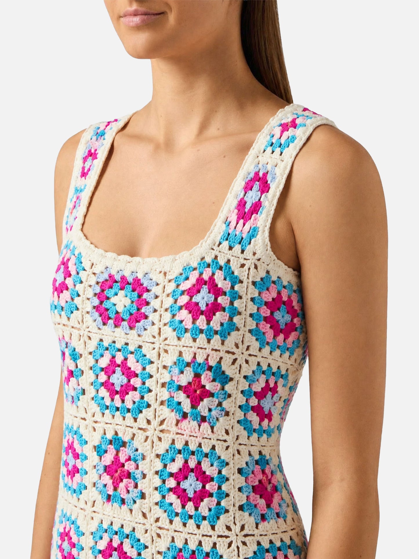 Robe multicolore Jaisal en coton crocheté 