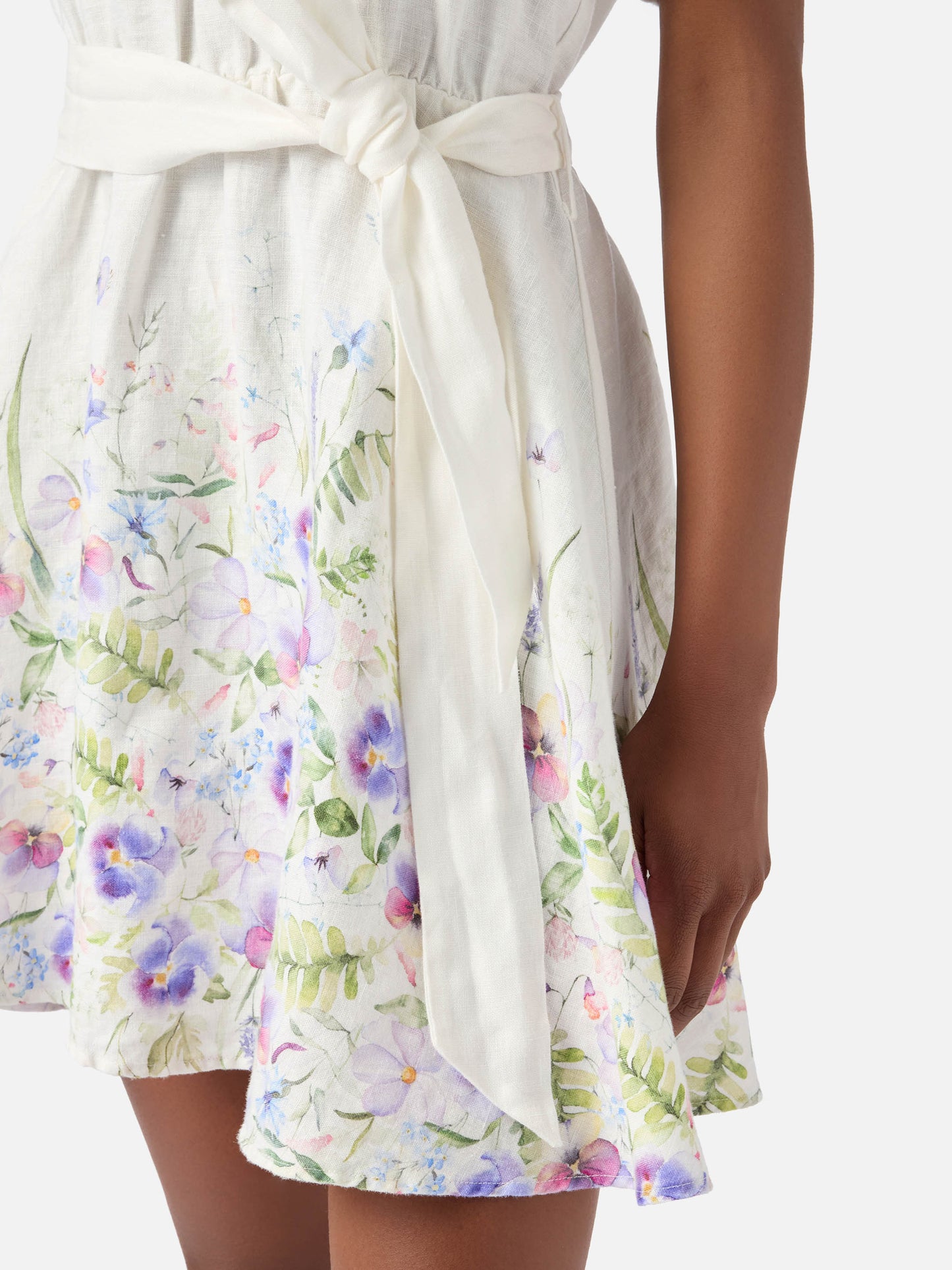 Robe courte Joseline en lin à imprimé floral 