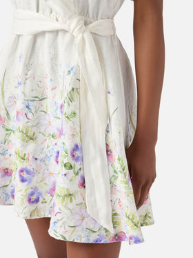 Robe courte Joseline en lin à imprimé floral 