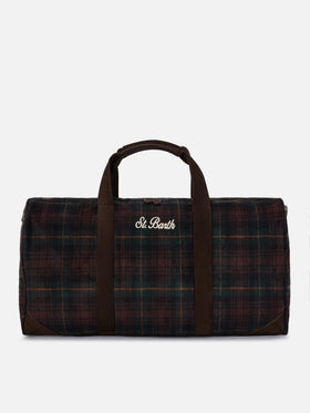 Sac de voyage Jetleg en mélange de laine à motif tartan et finitions en similicuir 