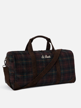 Sac de voyage Jetleg en mélange de laine à motif tartan et finitions en similicuir 