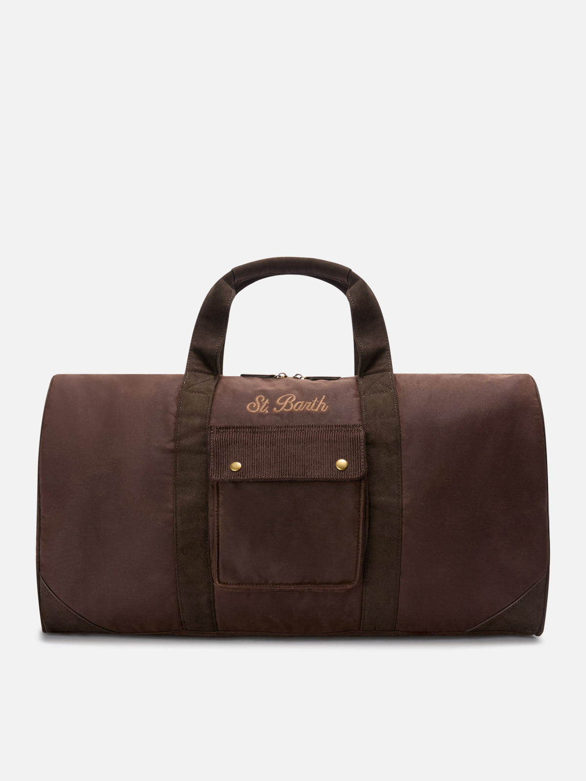 Brown Jetleg waxed duffle bag with logo embroidery