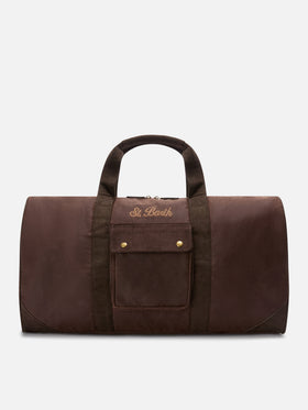 Brown Jetleg waxed duffle bag with logo embroidery
