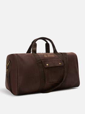 Brown Jetleg waxed duffle bag with logo embroidery