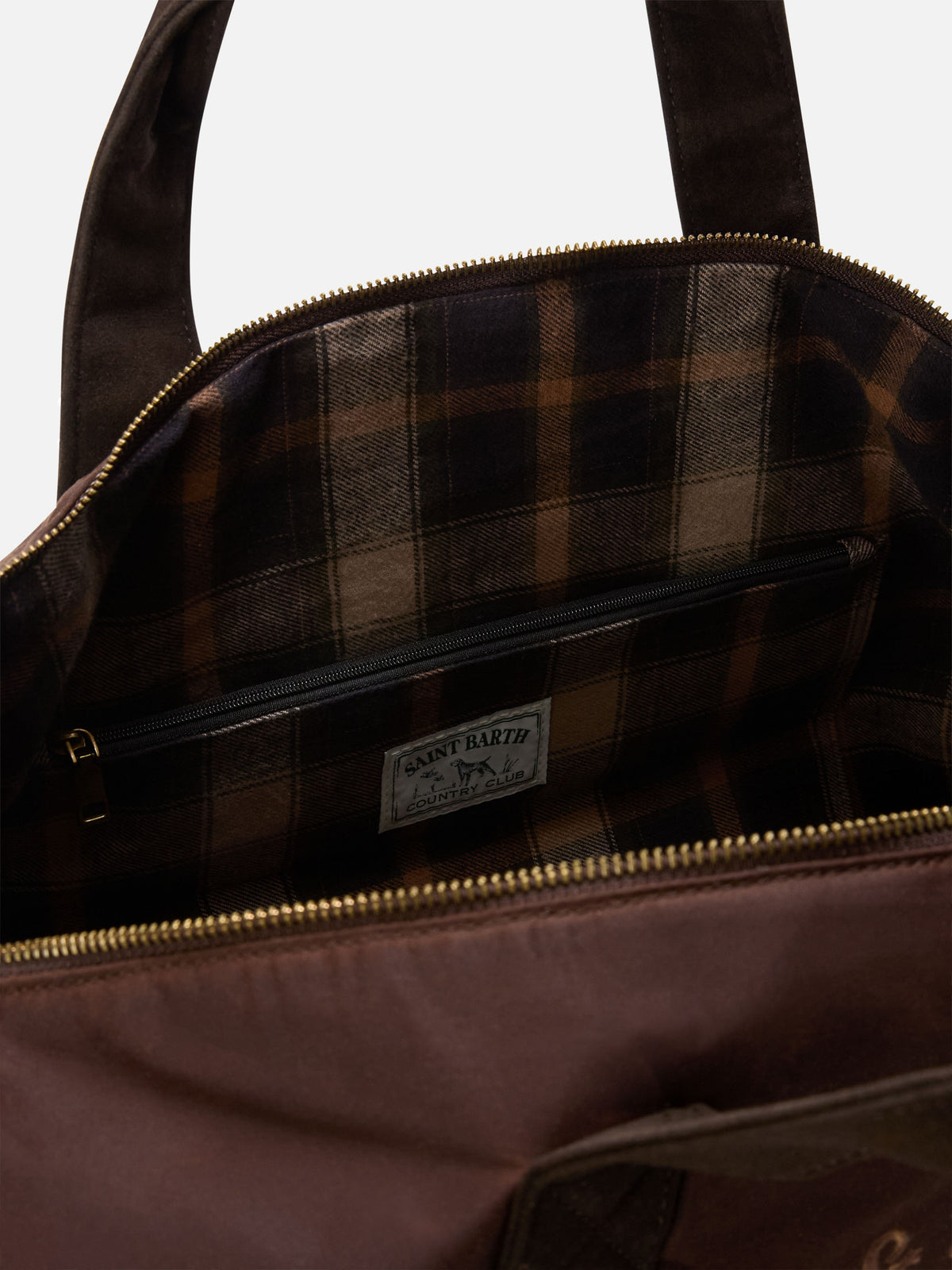 Brown Jetleg waxed duffle bag with logo embroidery