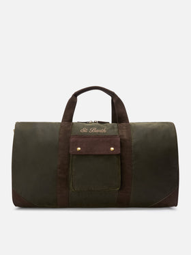 Borsone Jetleg verde militare in tessuto cerato con ricamo logo