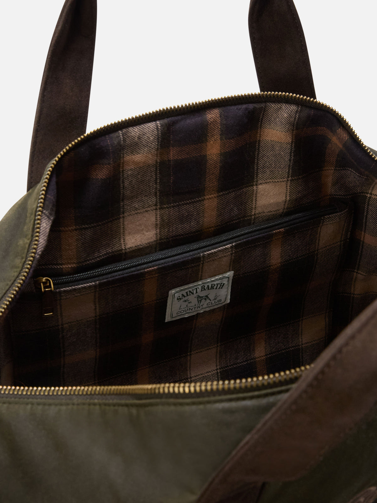 Borsone Jetleg verde militare in tessuto cerato con ricamo logo