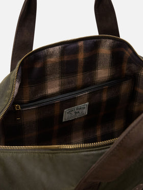 Borsone Jetleg verde militare in tessuto cerato con ricamo logo