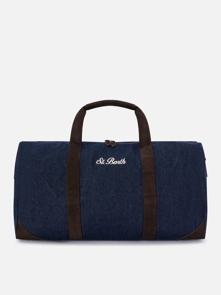 Blue Sac de voyage en denim Jetleg avec broderie logo 