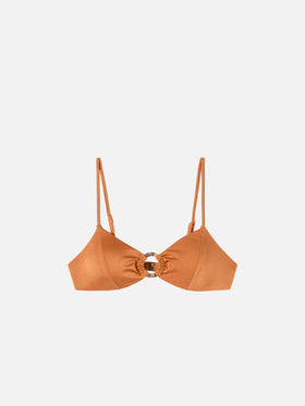 Juca Bralette in glänzendem Ockergelb mit Schlaufe