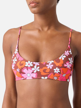 Bikini bralette Judy Virgo con estampado floral retro 