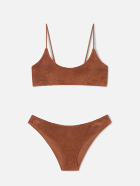 Bikini bralette de rizo marrón Judy Elise 