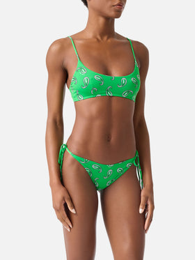 Top de bikini tipo bralette Green Judy con estampado paisley 