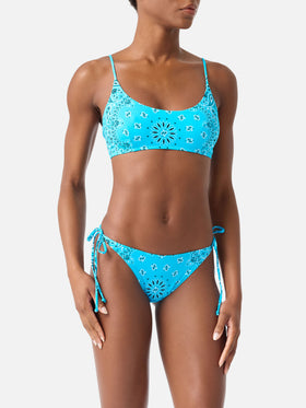 Bikini Judy Marielle bralette stampa bandana azzurra