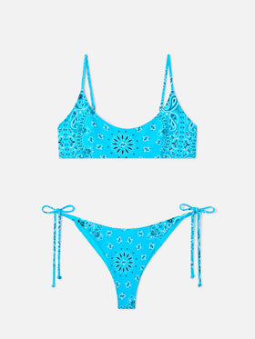 Bikini Judy Marielle bralette stampa bandana azzurra