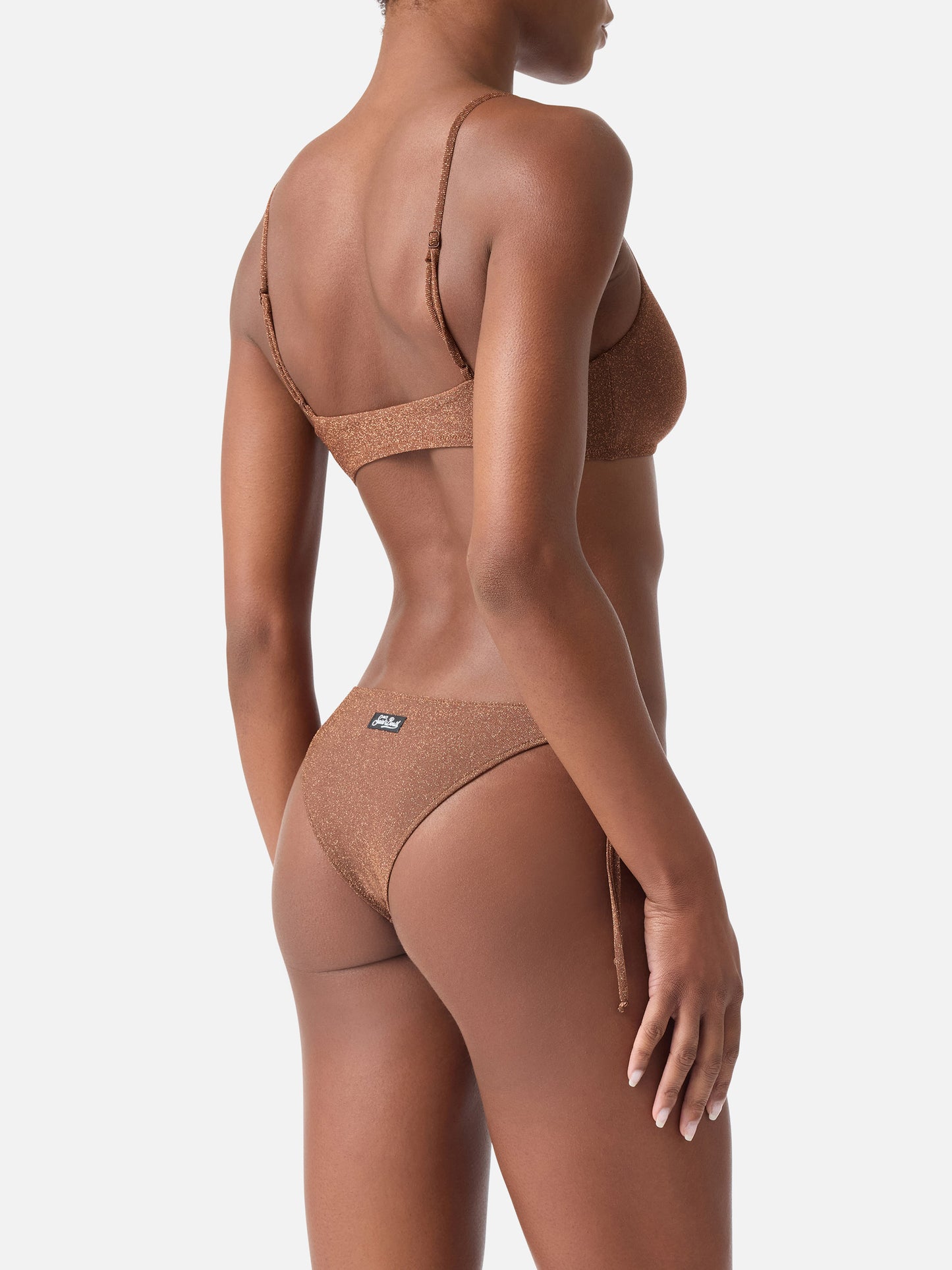 Haut de bikini bralette Judy en lurex marron 
