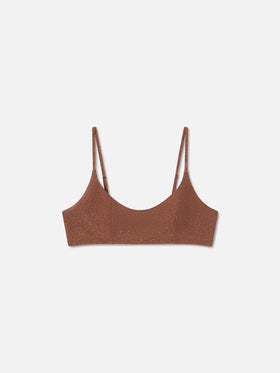 Haut de bikini bralette Judy en lurex marron 