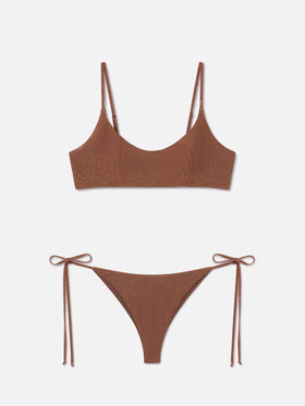 Bikini bralette Judy Marielle en lurex marron 
