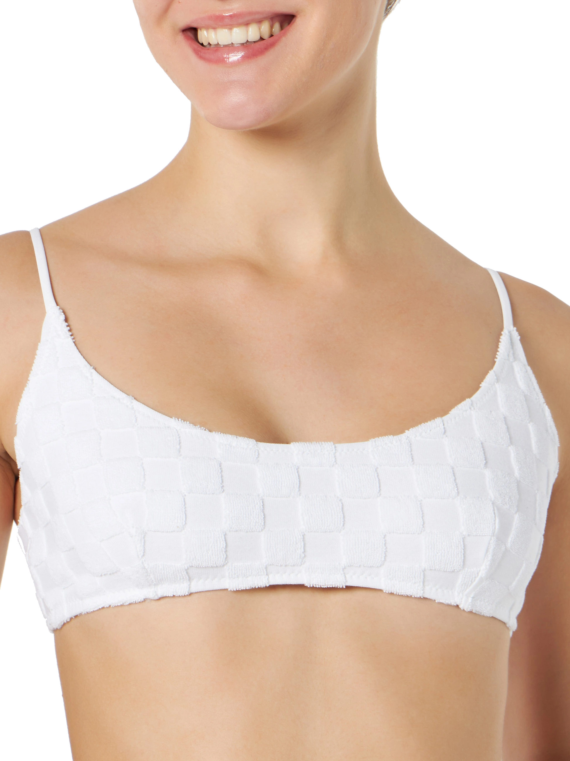 Woman white check terry bralette swimsuit - MC2 Saint Barth