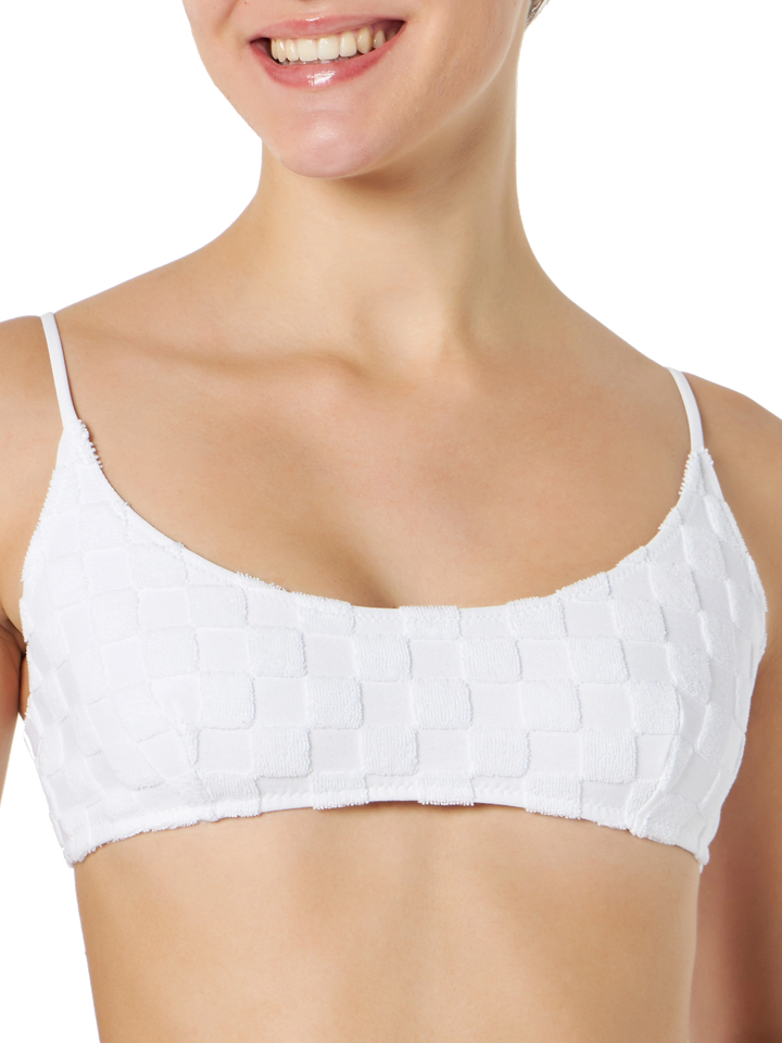 Woman white check terry bralette swimsuit - MC2 Saint Barth