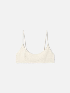 Top bralette Judy de rizo con estampado cebra gofrado beige 
