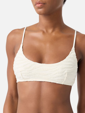 Top bralette Judy de rizo con estampado cebra gofrado beige 